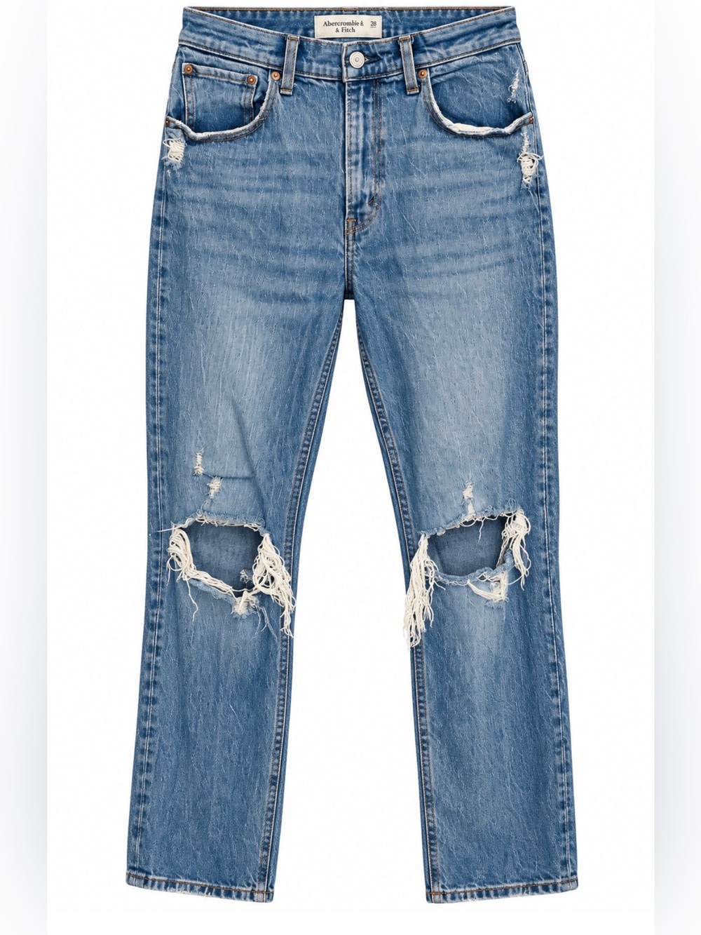 Abercrombie & Fitch Distressed 90's Straight Ultra High Rise "Curve Love" Jeans
